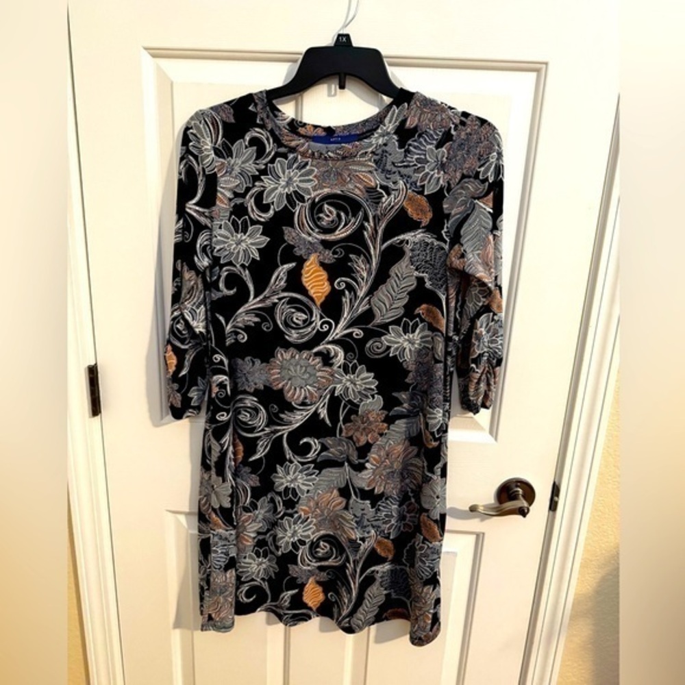 Apt. 9 navy floral stretch dress pockets size M